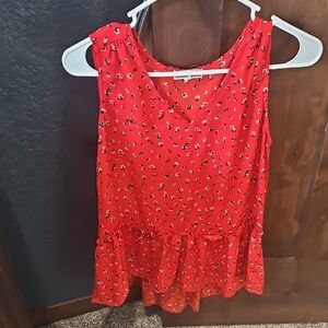 Red Floral Sleeveless Top